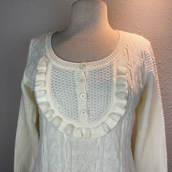NWT AGB Womens White Knit Sweater Size L - Picture 2 of 6
